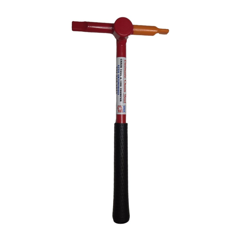 Ultimate Chain Tool, red tool with grip down on a white background